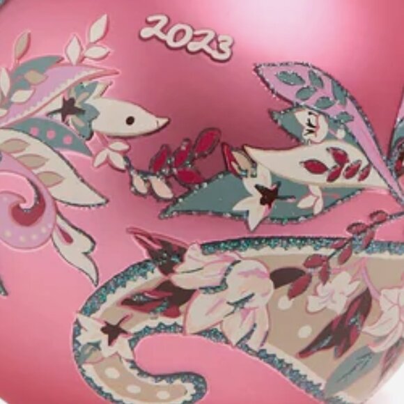 NWT 2023 Vera Bradley Christmas Ornament | Botanical Paisley Pink - Picture 3 of 3